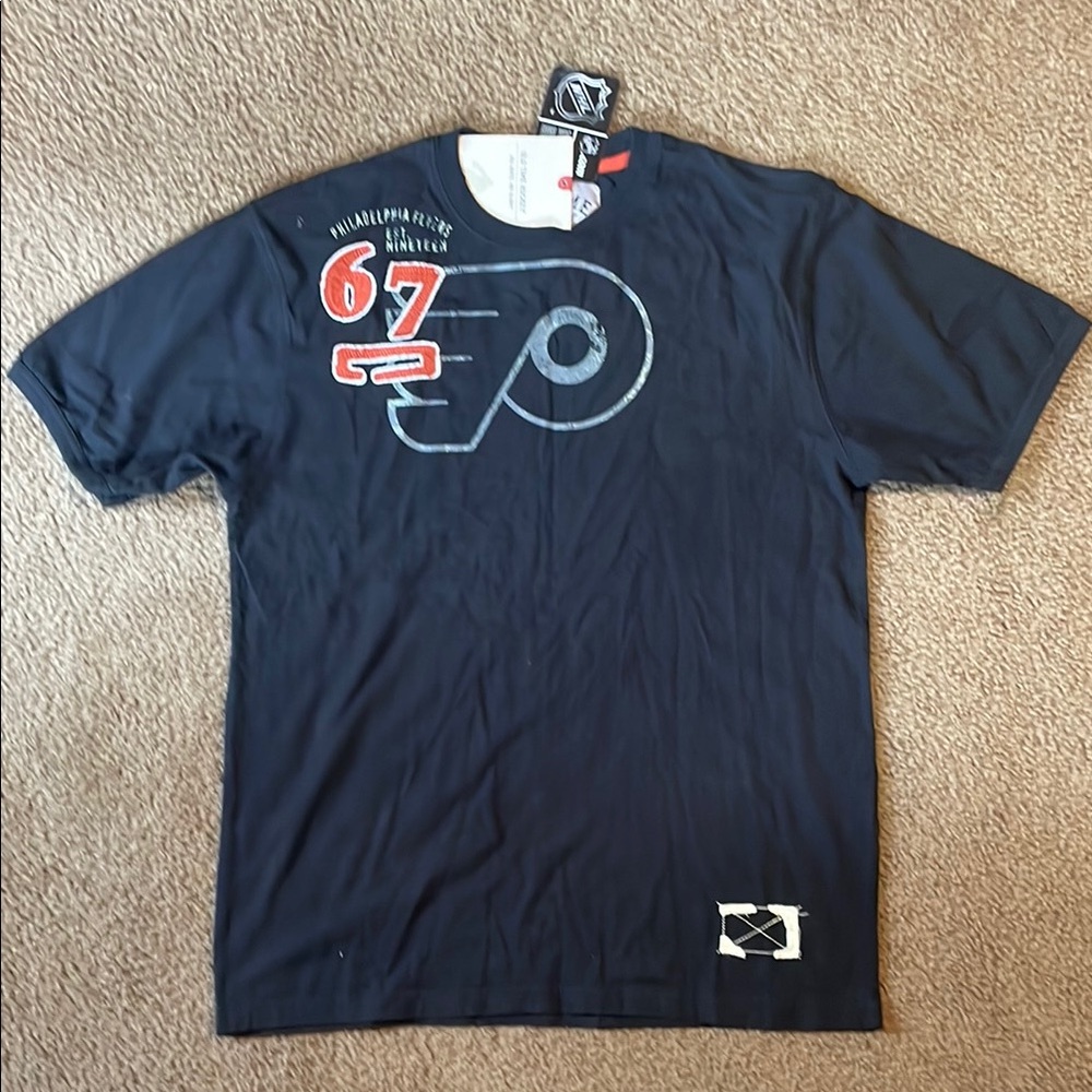 Blue Short Sleeve Tee with Stylized Logo